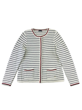 Basler cotton nautical cardigan Size 10 striped round neck